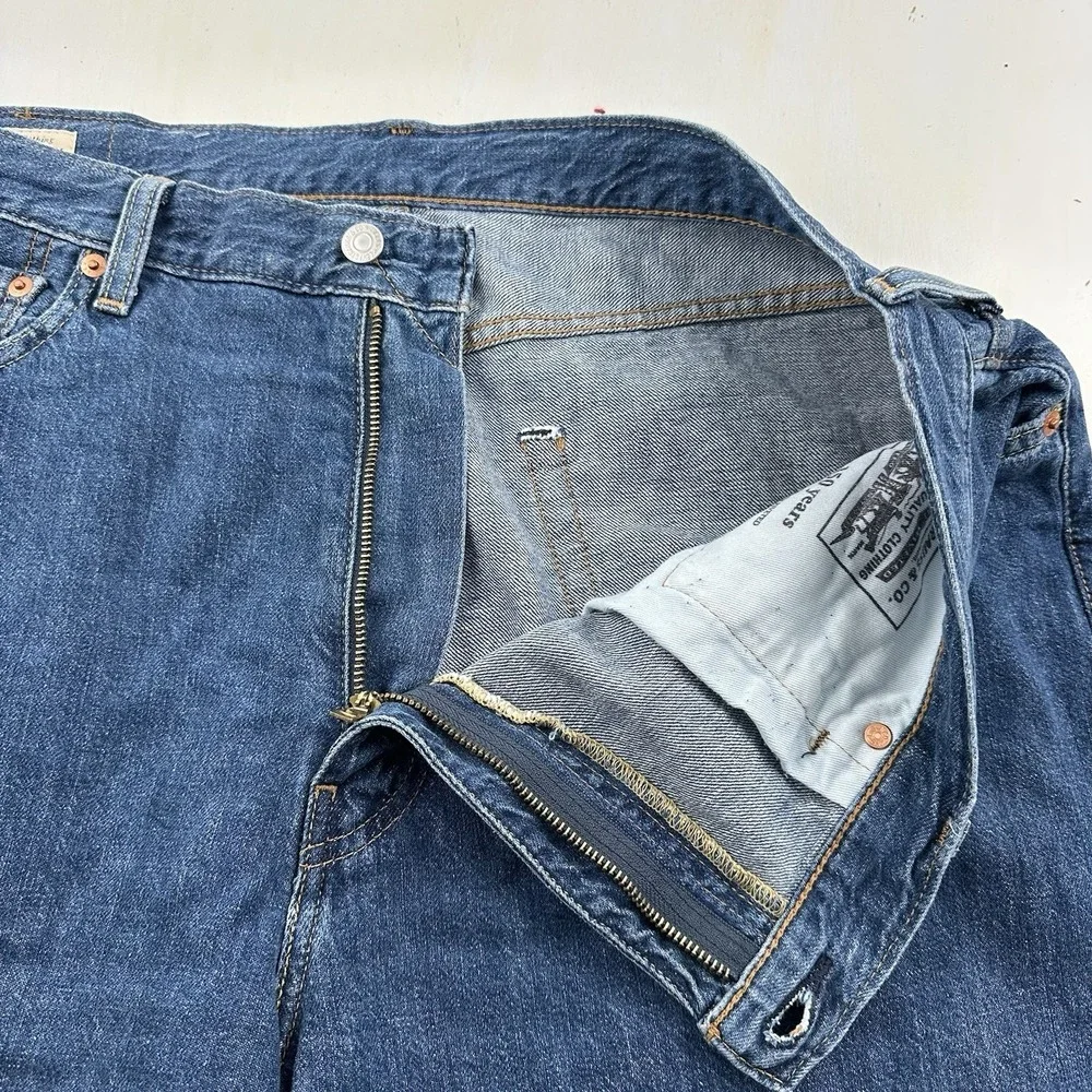 Levi’s 568 Big E Premium Loose Straight Jeans Men 36x30 Linen Cotton Blue Denim